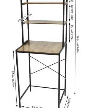 3-Laags Wasmachine Opbergrek – Vrijstaand Organizerrek voor Badkamer & Wasruimte