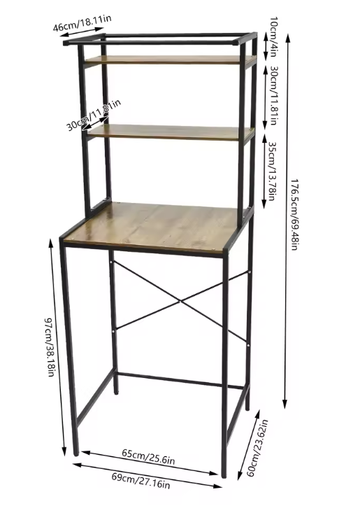 3-Laags Wasmachine Opbergrek – Vrijstaand Organizerrek voor Badkamer & Wasruimte