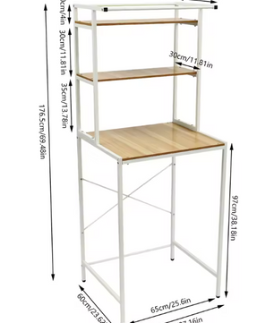 3-Laags Wasmachine Opbergrek – Vrijstaand Organizerrek voor Badkamer & Wasruimte