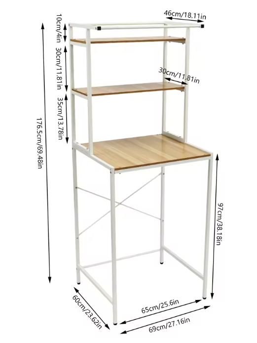 3-Laags Wasmachine Opbergrek – Vrijstaand Organizerrek voor Badkamer & Wasruimte