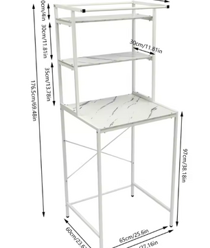 3-Laags Wasmachine Opbergrek – Vrijstaand Organizerrek voor Badkamer & Wasruimte