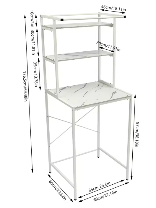 3-Laags Wasmachine Opbergrek – Vrijstaand Organizerrek voor Badkamer & Wasruimte