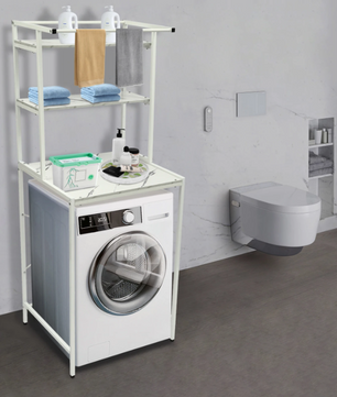 3-Laags Wasmachine Opbergrek – Vrijstaand Organizerrek voor Badkamer & Wasruimte