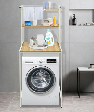 3-Laags Wasmachine Opbergrek – Vrijstaand Organizerrek voor Badkamer & Wasruimte