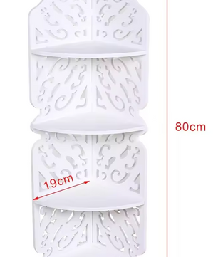 4-Laags PVC Hoekrek – Vrijstaand Wandrek met Uitsnede Patroon, Wit