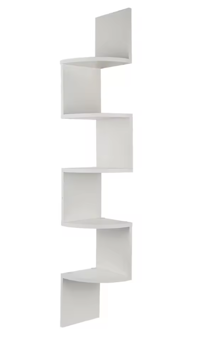 5-Laags Hoek Wandplank – Zwevend Wandrek & Ruimtebesparend Design