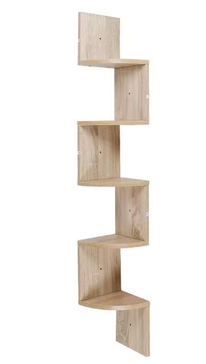 5-Laags Hoek Wandplank – Zwevend Wandrek & Ruimtebesparend Design