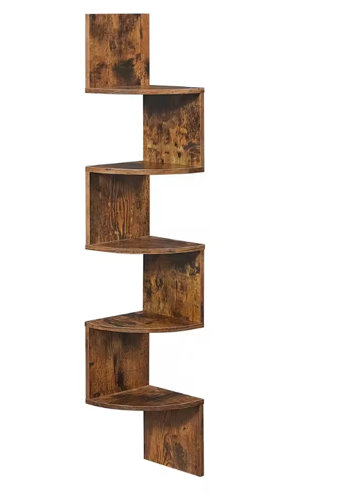 5-Laags Hoek Wandplank – Zwevend Wandrek & Ruimtebesparend Design