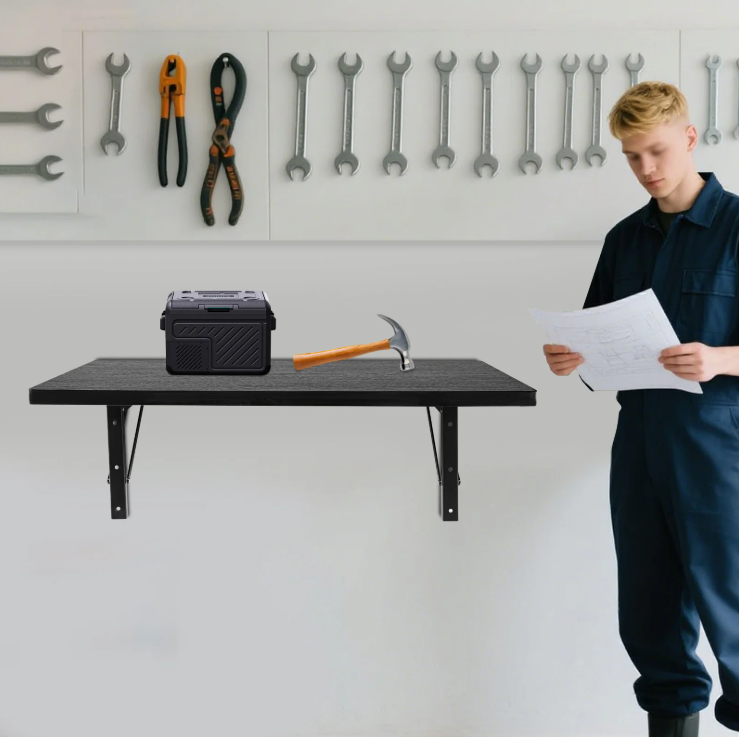 Opklapbare Wandtafel – Inklapbare Werkbank & Opbergrek, 81×46 cm