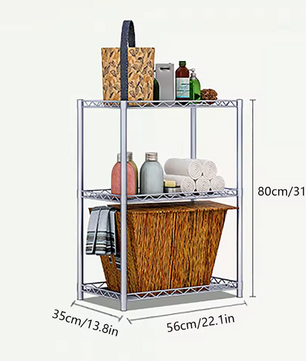 3-Laags Metalen Opbergrek – Vrijstaand Rek voor Keuken, Badkamer & Kantoor