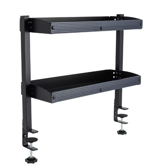 Verstelbaar Bureau Opbergrek – 2-Laags Klemrek voor Boven & Onder Tafel, Zwart