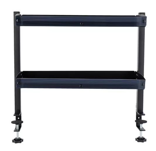 Verstelbaar Bureau Opbergrek – 2-Laags Klemrek voor Boven & Onder Tafel, Zwart