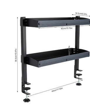 Verstelbaar Bureau Opbergrek – 2-Laags Klemrek voor Boven & Onder Tafel, Zwart