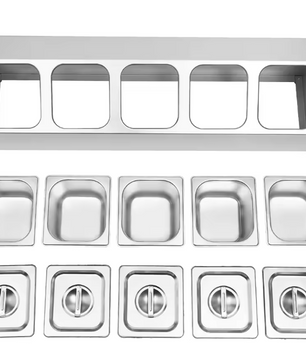 RVS Kruidenrek met 5 Bakjes – Incl. Deksel & Opbergstandaard