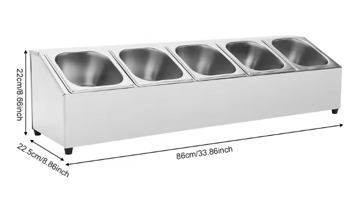 RVS Kruidenrek met 5 Bakjes – Incl. Deksel & Opbergstandaard