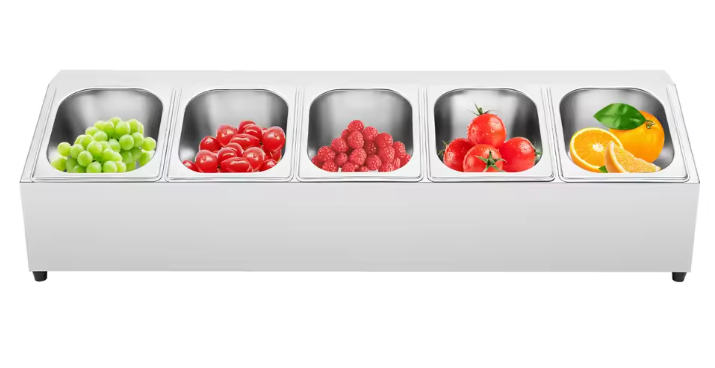 RVS Kruidenrek met 5 Bakjes – Incl. Deksel & Opbergstandaard