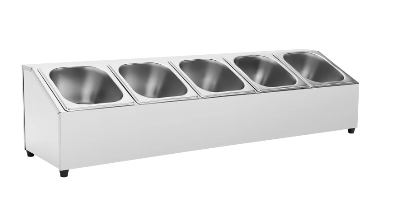 RVS Kruidenrek met 5 Bakjes – Incl. Deksel & Opbergstandaard