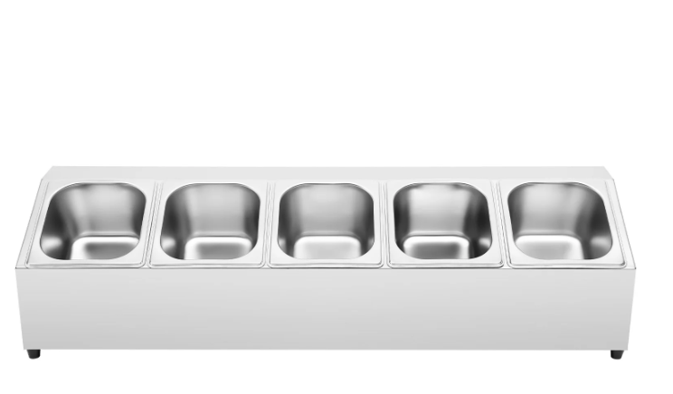 RVS Kruidenrek met 5 Bakjes – Incl. Deksel & Opbergstandaard