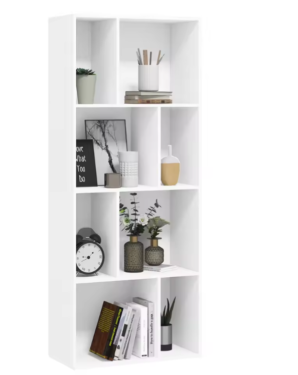 Staande Boekenkast met 8 Open Vakken – Witte Divider Kubus Kast