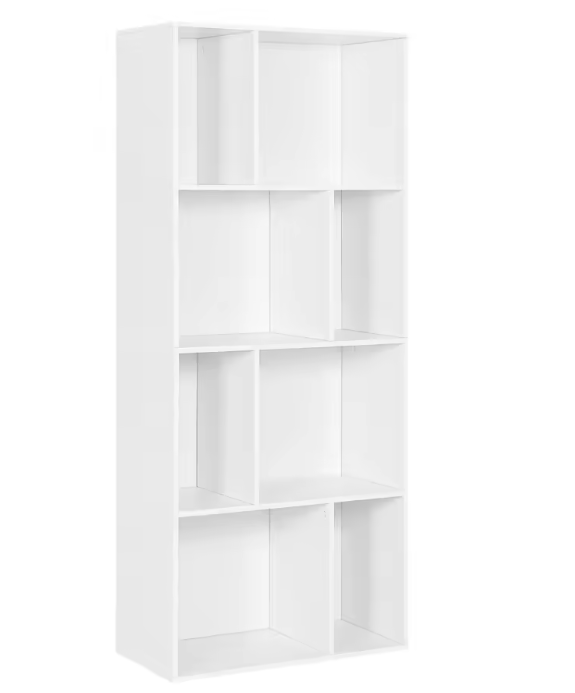 Staande Boekenkast met 8 Open Vakken – Witte Divider Kubus Kast