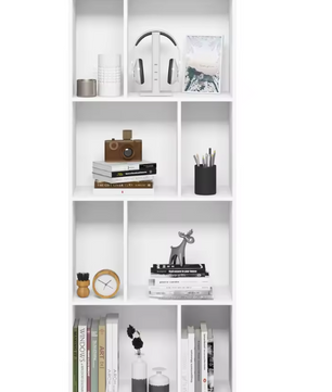 Staande Boekenkast met 8 Open Vakken – Witte Divider Kubus Kast