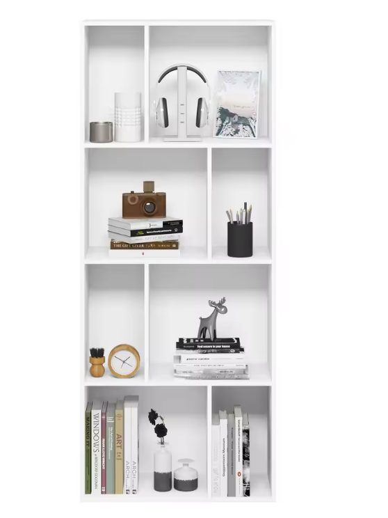 Staande Boekenkast met 8 Open Vakken – Witte Divider Kubus Kast