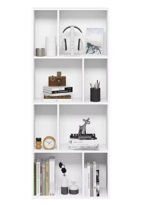 Staande Boekenkast met 8 Open Vakken – Witte Divider Kubus Kast