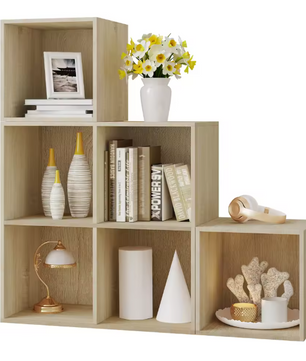 Staande Boekenkast met 6 Vakken – Moderne Open Vakkenkast voor Woonkamer, Slaapkamer of Kantoor