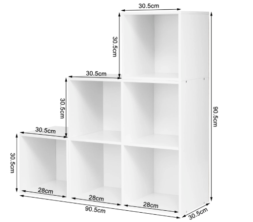 Staande Boekenkast met 6 Vakken – Moderne Open Vakkenkast voor Woonkamer, Slaapkamer of Kantoor