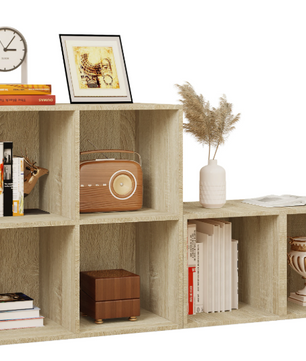 Staande Boekenkast met 6 Vakken – Moderne Open Vakkenkast voor Woonkamer, Slaapkamer of Kantoor