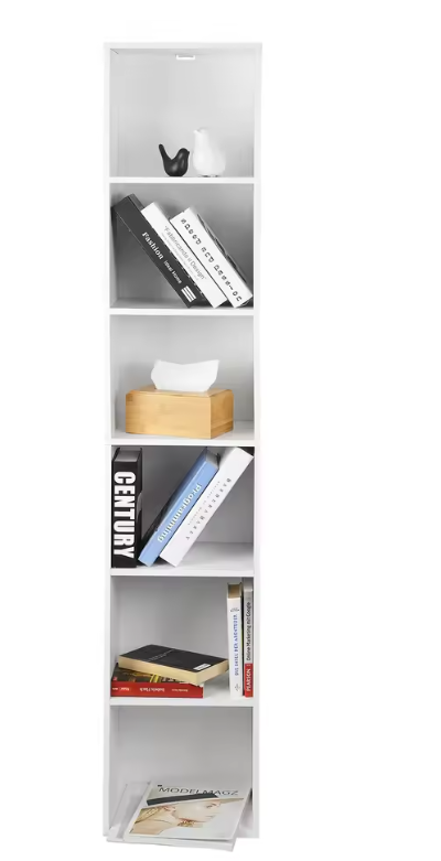 Boekenkast met 6 Vakken – Smalle Moderne Opbergkast MDF