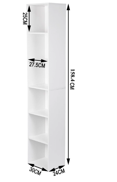 Boekenkast met 6 Vakken – Smalle Moderne Opbergkast MDF