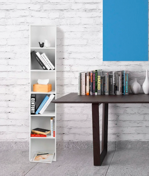 Boekenkast met 6 Vakken – Smalle Moderne Opbergkast MDF
