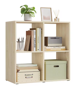Houten Boekenkast met 4 Vakken – Moderne Open Vakkenkast 60×60×29 cm