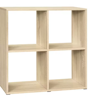 Houten Boekenkast met 4 Vakken – Moderne Open Vakkenkast 60×60×29 cm