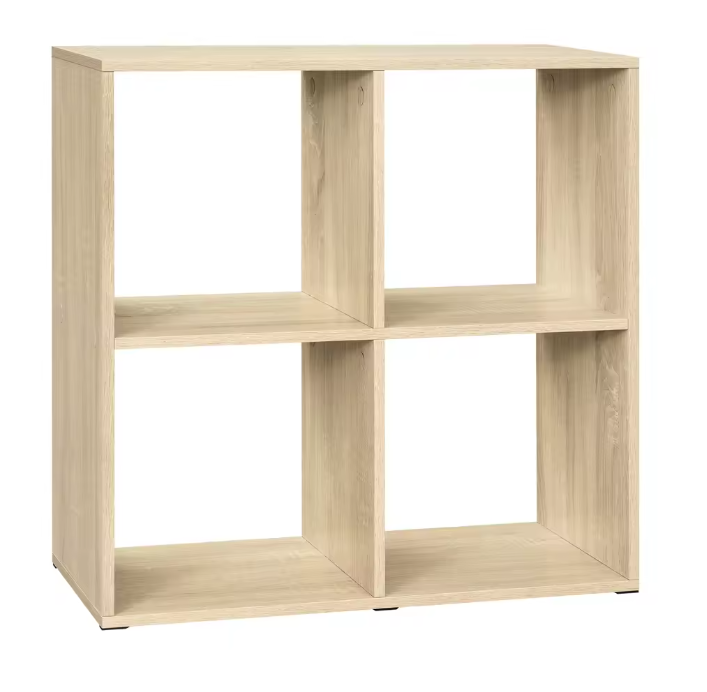 Houten Boekenkast met 4 Vakken – Moderne Open Vakkenkast 60×60×29 cm