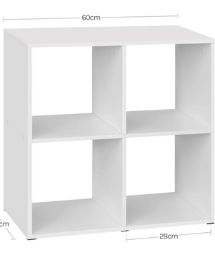 Houten Boekenkast met 4 Vakken – Moderne Open Vakkenkast 60×60×29 cm