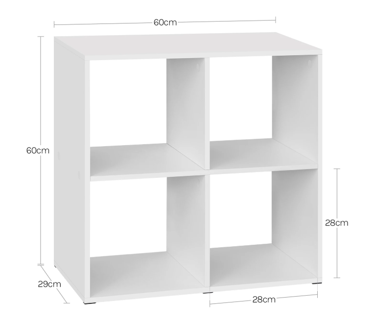 Houten Boekenkast met 4 Vakken – Moderne Open Vakkenkast 60×60×29 cm