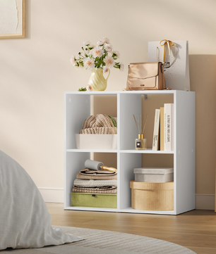 Houten Boekenkast met 4 Vakken – Moderne Open Vakkenkast 60×60×29 cm