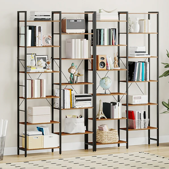 Industriële Hoekboekenkast met 6 Lagen – L-vormige Staande Vakkenkast 185 cm