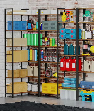 Industriële Hoekboekenkast met 6 Lagen – L-vormige Staande Vakkenkast 185 cm