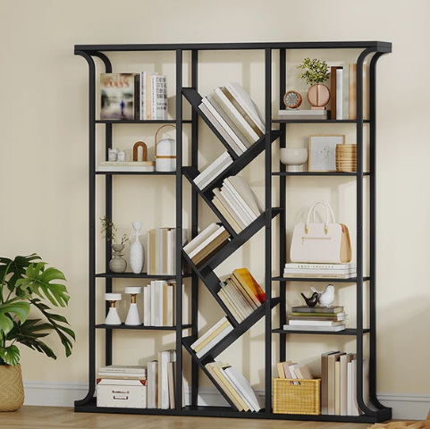 Boomvormige Boekenkast met 17 Vakken – Staande Design Vakkenkast 180 cm