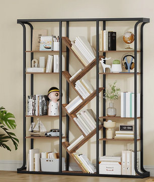 Boomvormige Boekenkast met 17 Vakken – Staande Design Vakkenkast 180 cm