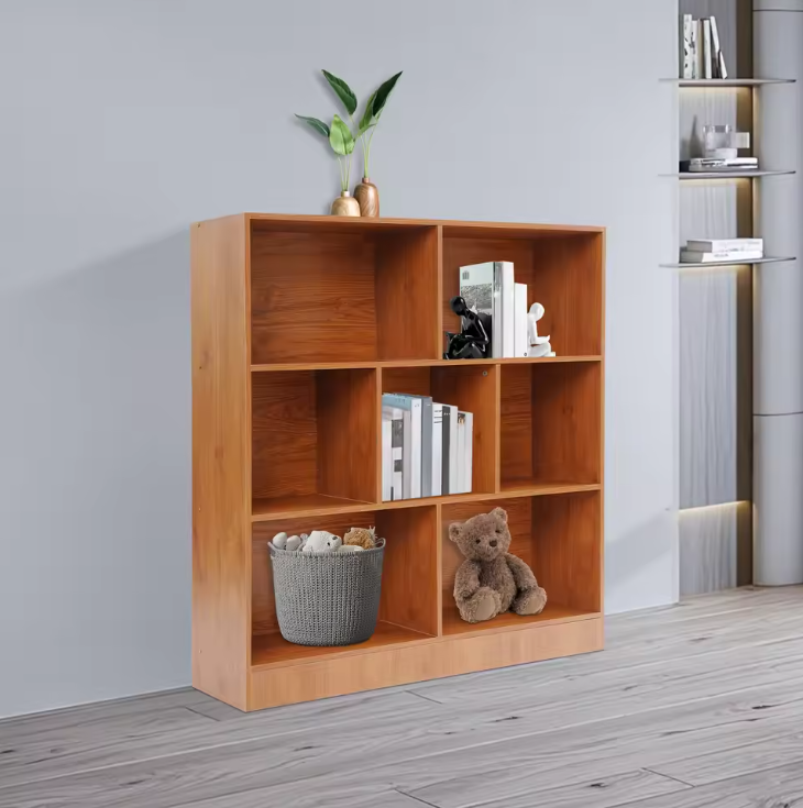 Houten Boekenkast met 7 Vakken – Moderne Staande Opbergkast 100 cm