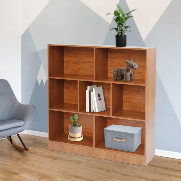 Houten Boekenkast met 7 Vakken – Moderne Staande Opbergkast 100 cm