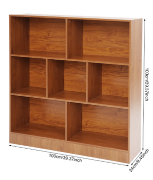 Houten Boekenkast met 7 Vakken – Moderne Staande Opbergkast 100 cm