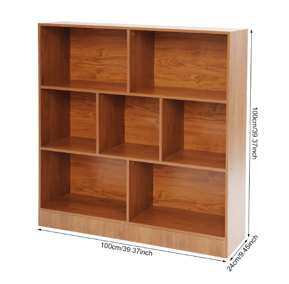 Houten Boekenkast met 7 Vakken – Moderne Staande Opbergkast 100 cm