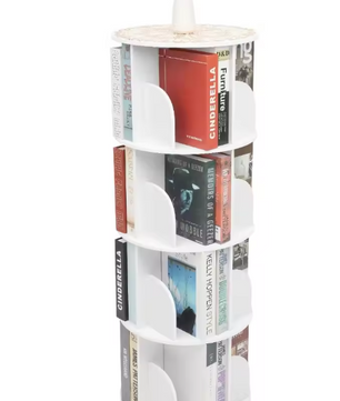 Draaibare Boekenkast met 4 Lagen – 360° Roterende Opbergkast Wit