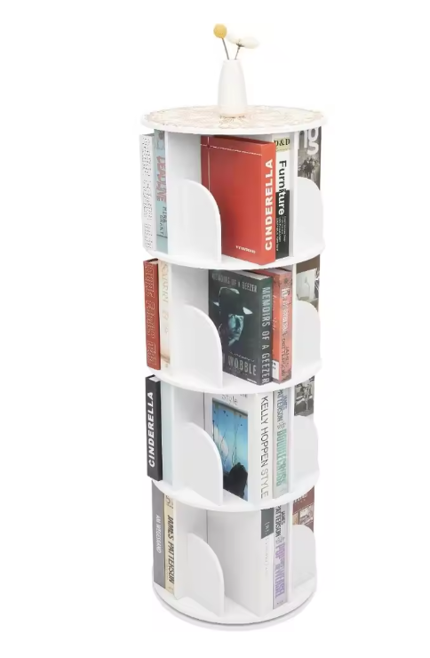Draaibare Boekenkast met 4 Lagen – 360° Roterende Opbergkast Wit