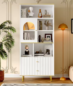 Boekenkast met 2 Lades & LED Verlichting – Moderne Opbergkast 180 cm